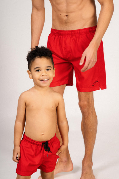 Lyra Beachwear Babar Swimsuit Bottom Boys Beach Shorts Red Color Timor Matching Set
