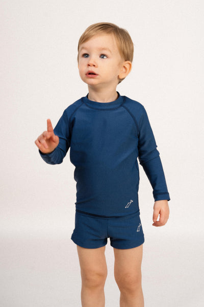 Lyra Beachwear Alor Swimsuit Top Long Sleeve Shirt Unisex for Girls and Boys Blue Color